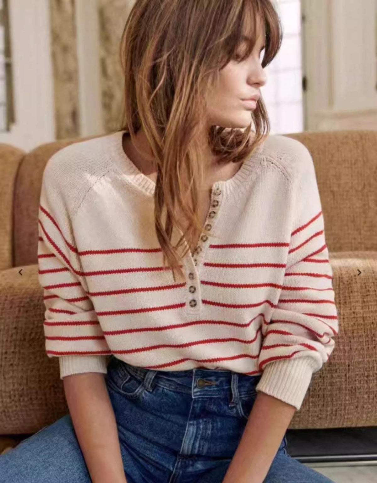 Pull en coton Vintage à Rayures