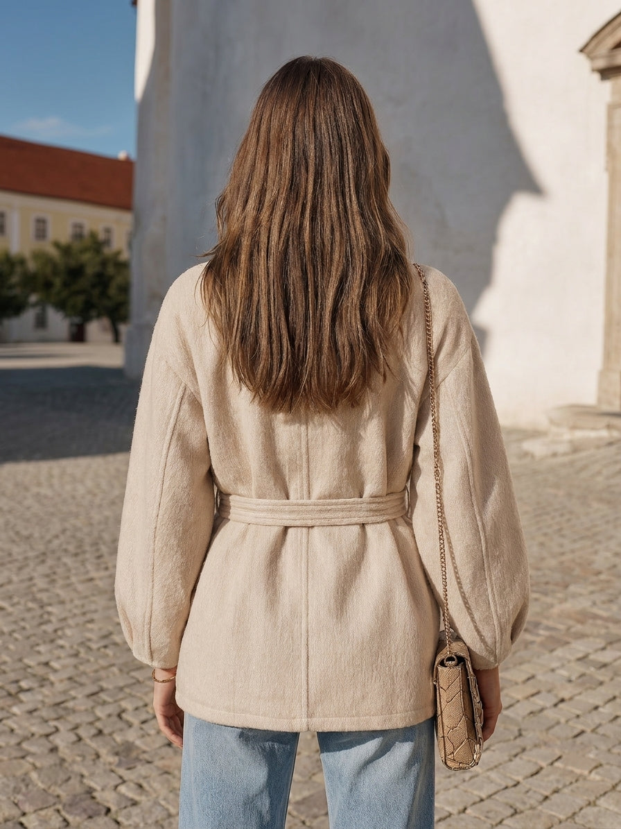 Ivenna – Veste à col montant en laine mélangée