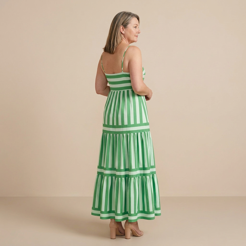Robe Longue Rayée Femme à Bretelles