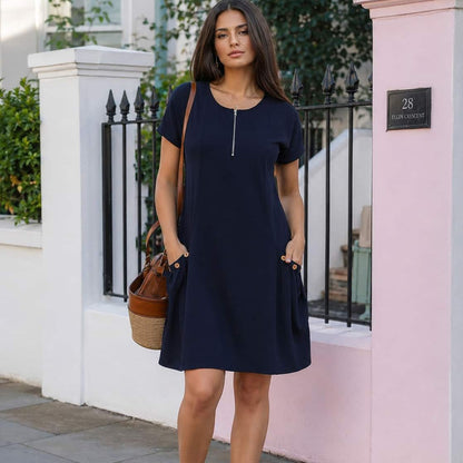 Robe Tendance Femme avec Poches et Zip