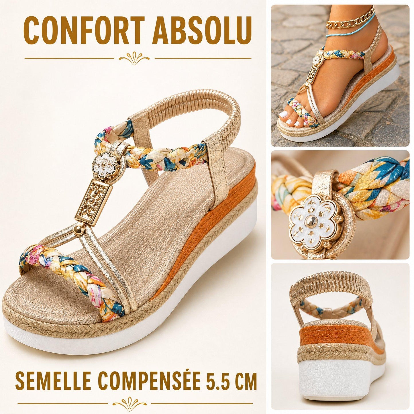 Sandales Femme Confort Élégance Florale