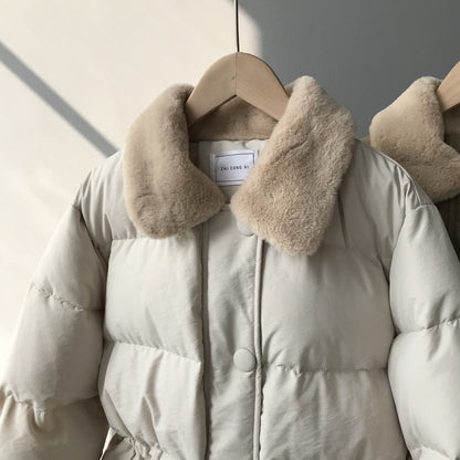 Doudoune courte en coton duveteux