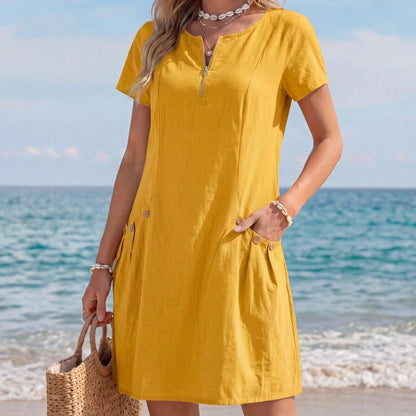 Robe Tendance Femme avec Poches et Zip