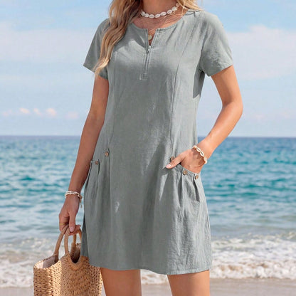 Robe Tendance Femme avec Poches et Zip