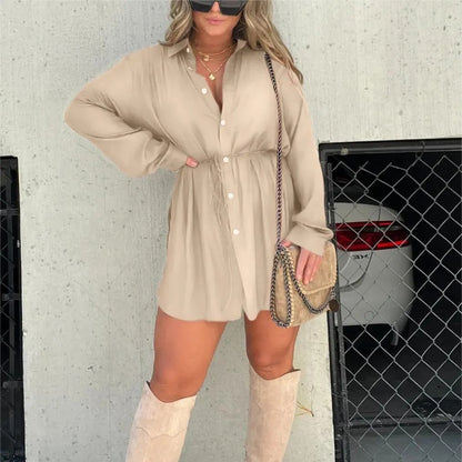 Chemise longue boutonnée ceinturée