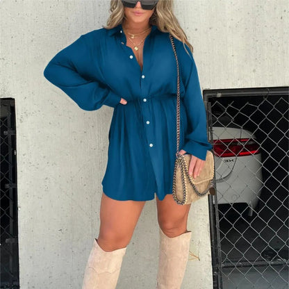 Chemise longue boutonnée ceinturée