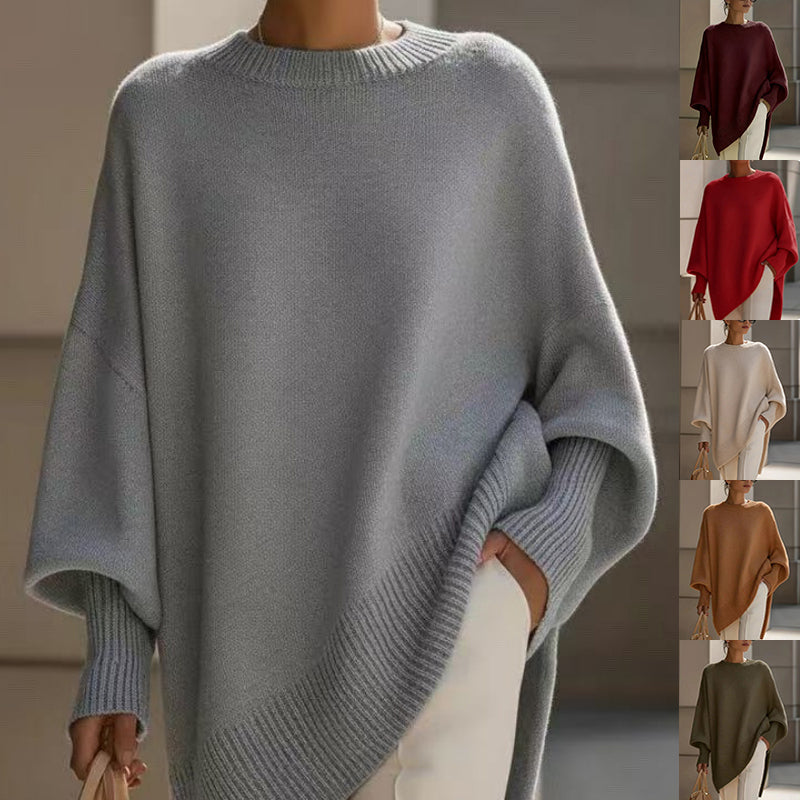 Pull oversize à col rond et manches chauve-souris