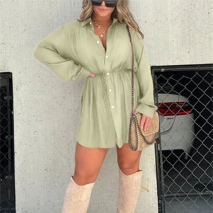 Chemise longue boutonnée ceinturée