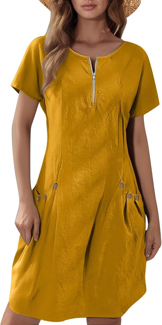 Robe évasée avec poches décoratives
