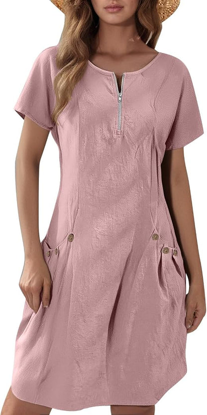 Robe évasée avec poches décoratives