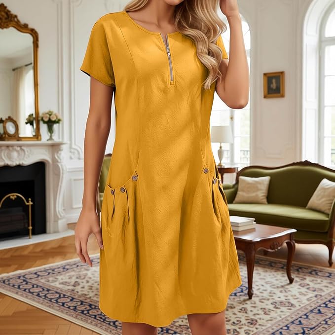 Robe évasée avec poches décoratives