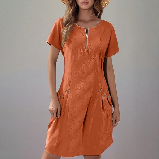 Robe évasée avec poches décoratives