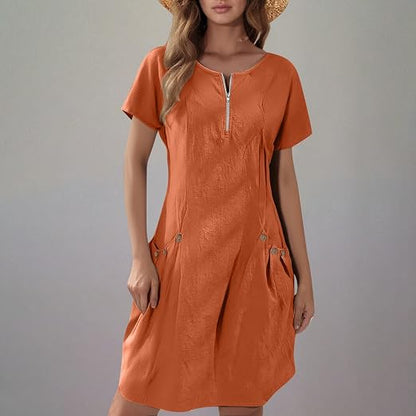 Robe évasée avec poches décoratives