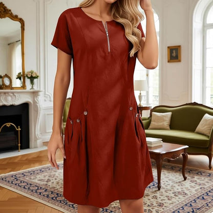 Robe évasée avec poches décoratives