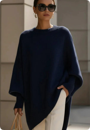 Pull oversize à col rond et manches chauve-souris