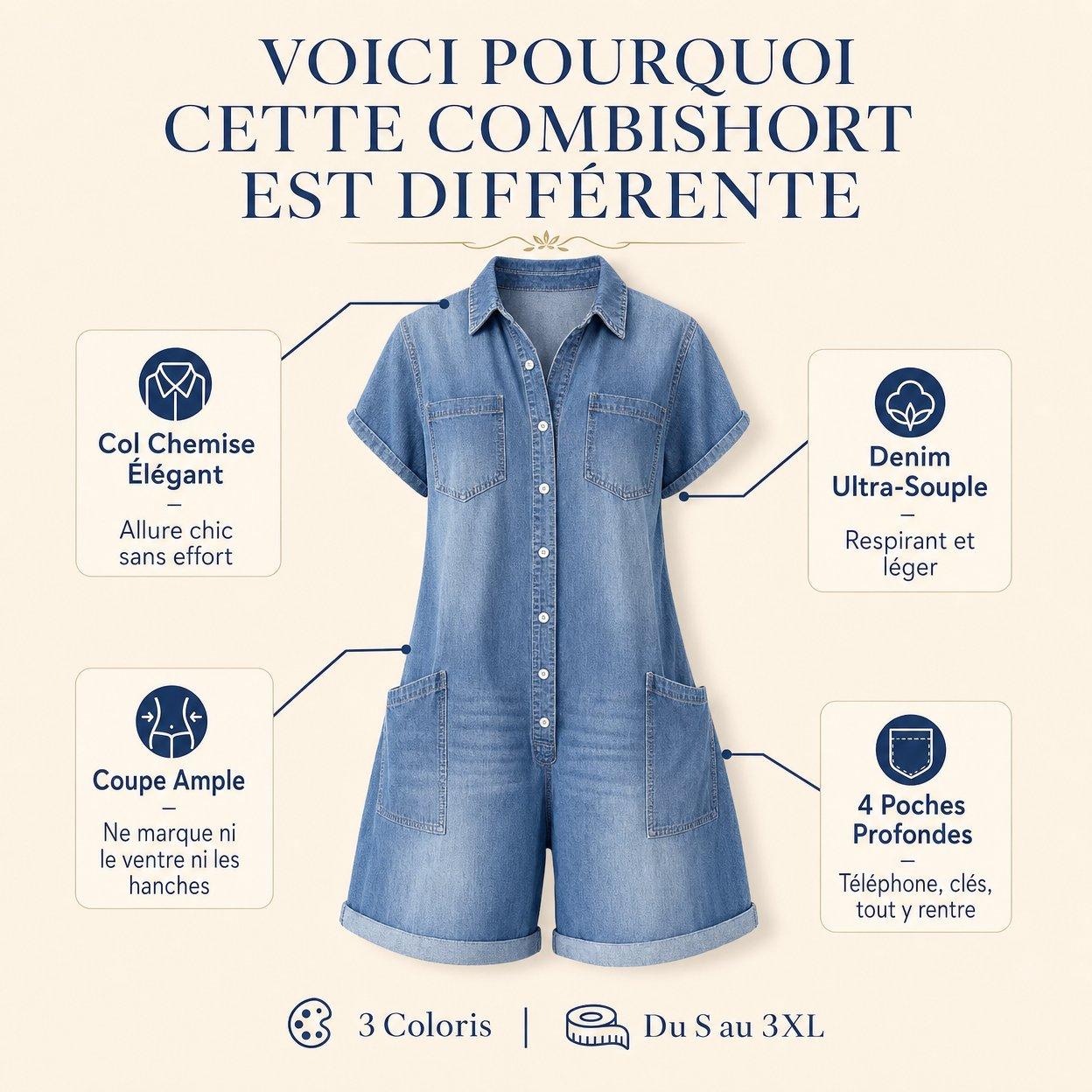 Combishort style utility femme