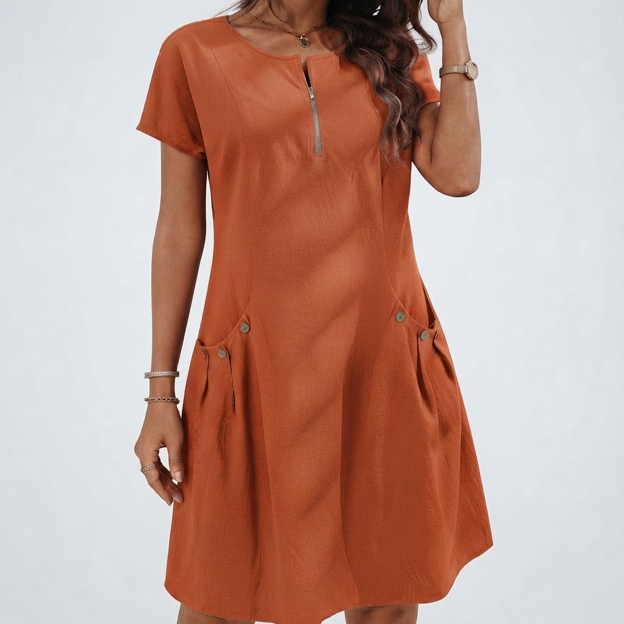 Robe Tendance Femme avec Poches et Zip