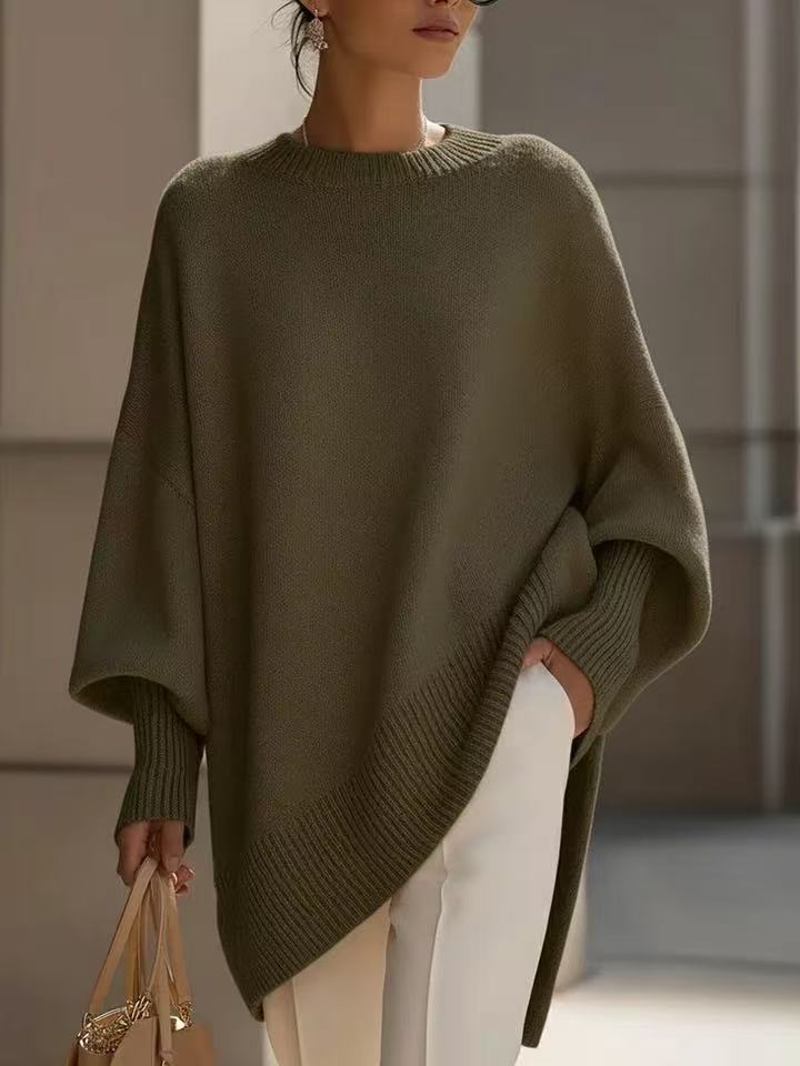 Pull oversize à col rond et manches chauve-souris