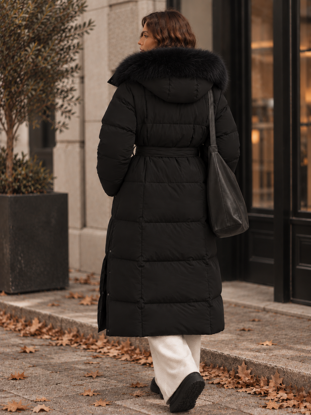 Solyne – Manteau matelassé en coton avec ceinture