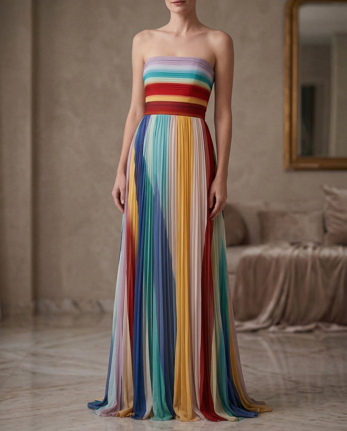 Robe Longue Bustier Symphonie des Couleurs
