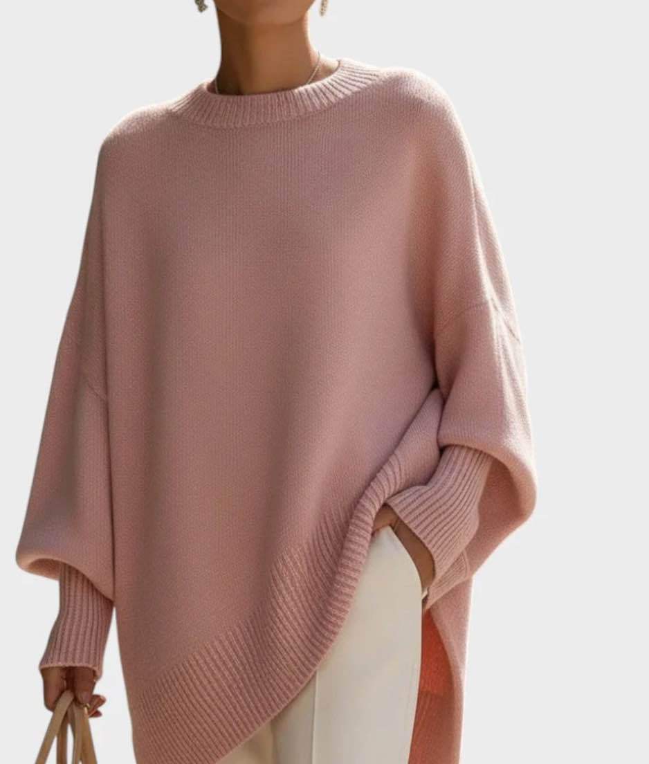 Pull oversize à col rond et manches chauve-souris