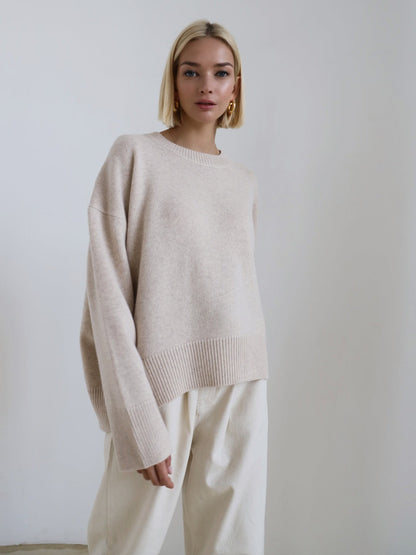 Pull oversize à col rond et manches chauve-souris
