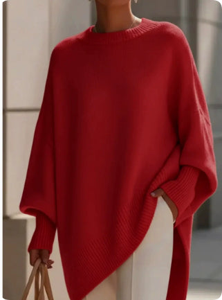 Pull oversize à col rond et manches chauve-souris