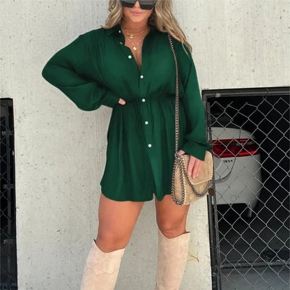Chemise longue boutonnée ceinturée