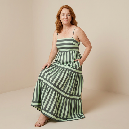 Robe Longue Rayée Femme à Bretelles