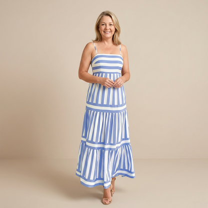 Robe Longue Rayée Femme à Bretelles