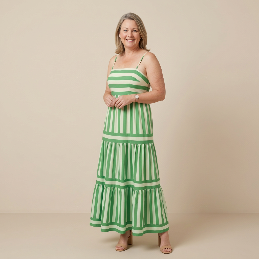 Robe Longue Rayée Femme à Bretelles